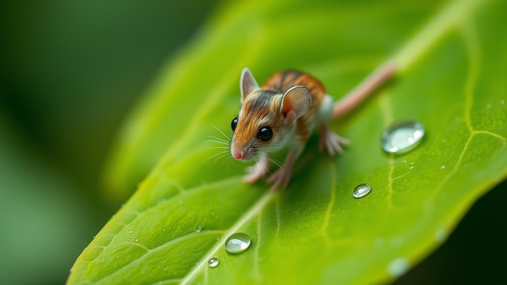 adorable mouse atop leaf