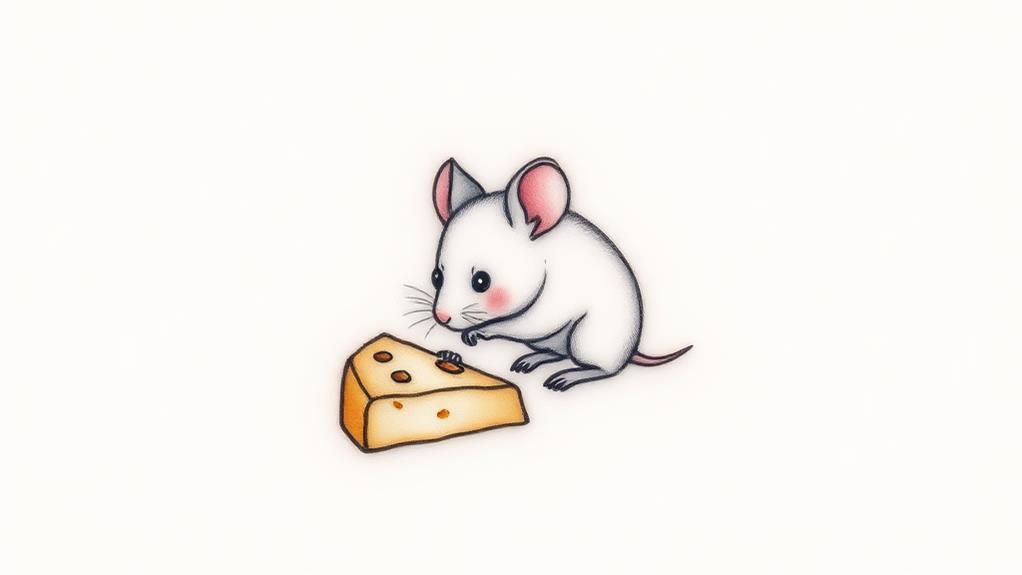 adorable mouse enjoying cheese