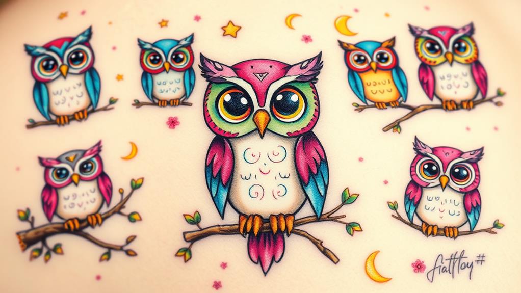 adorable owl ink designs