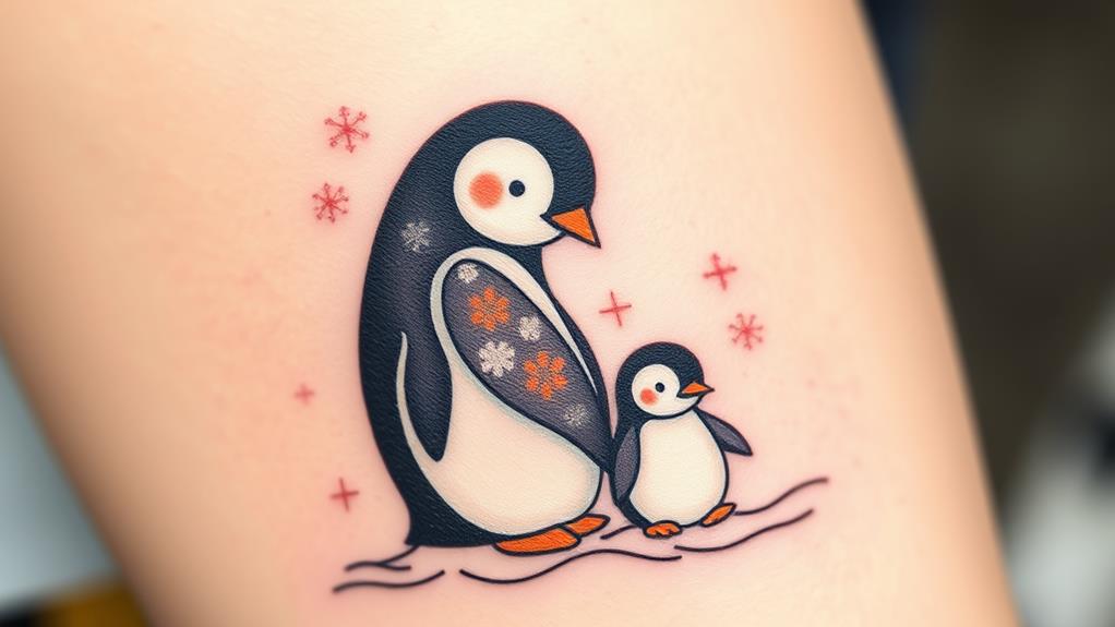 adorable penguin family ink