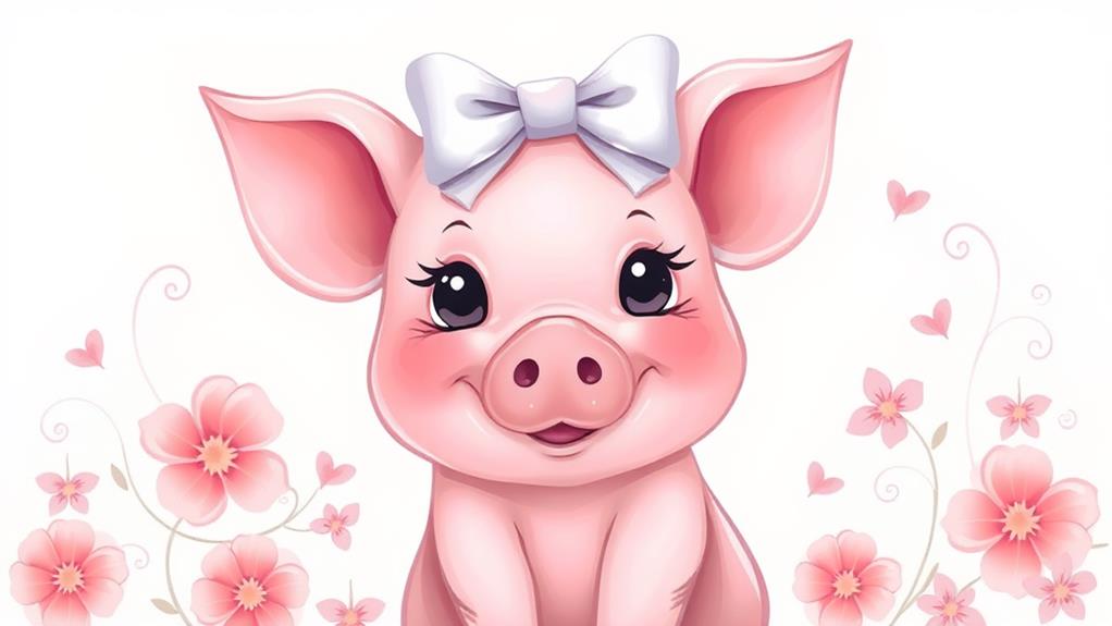 adorable pig adorned bow