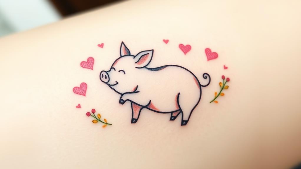 adorable pig ink design