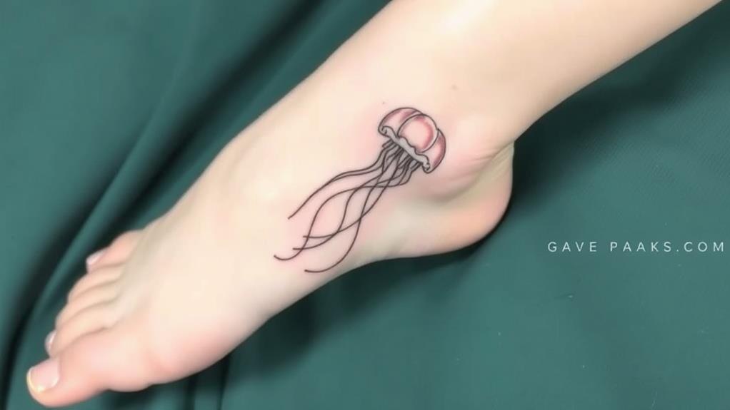 ankle minimalist jellyfish tattoo