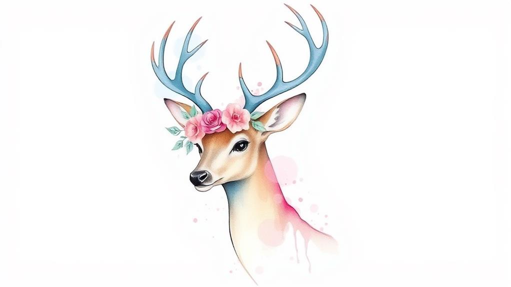 artistic aquatic deer tattoos