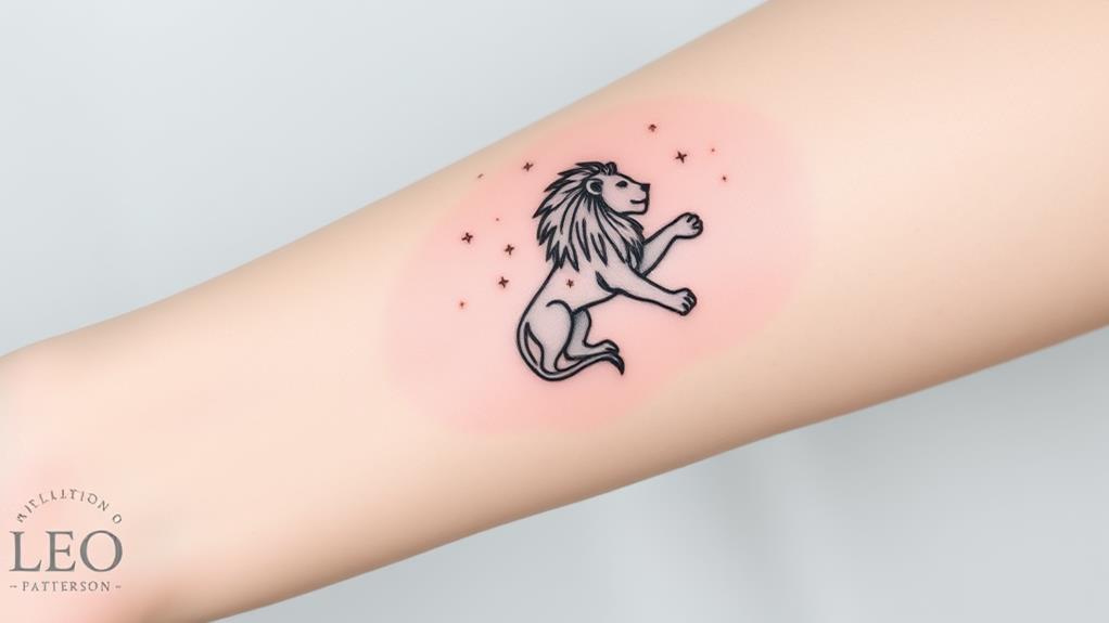 astrological lion emblem ink