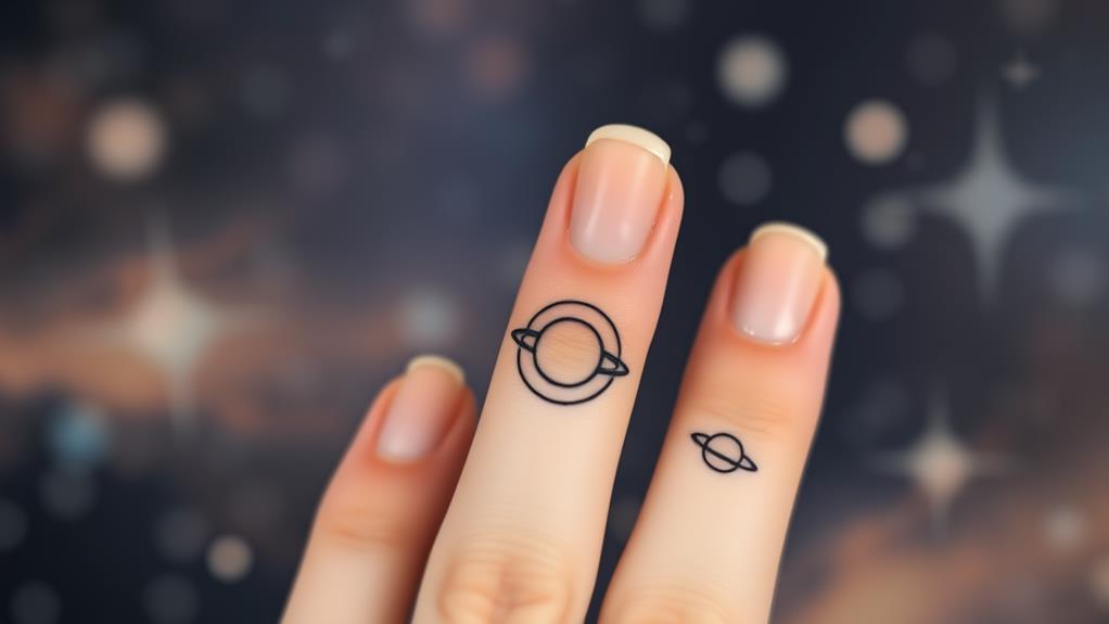 astrological saturn finger tattoo