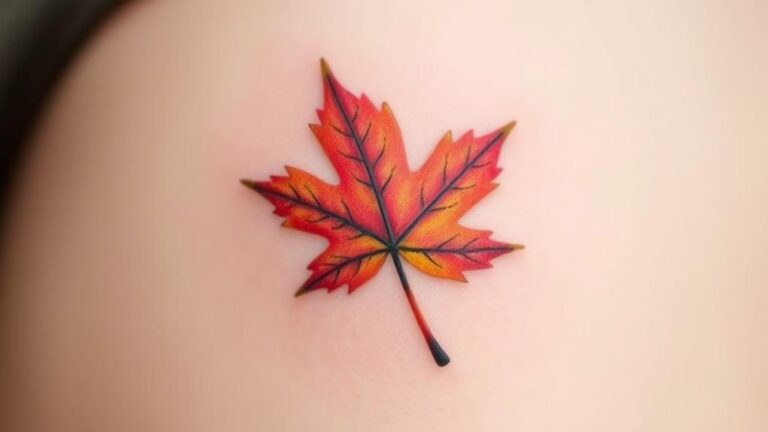 autumn leaf minimal tattoos