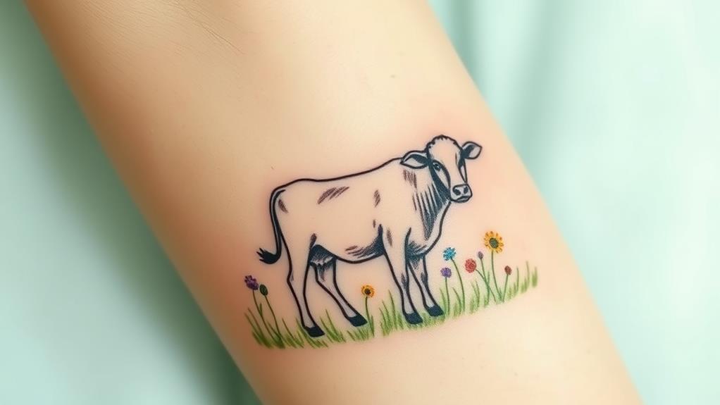 botanical cow tattoo designs