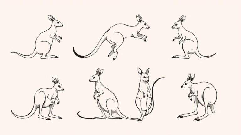 bouncy kangaroo minimal tattoos