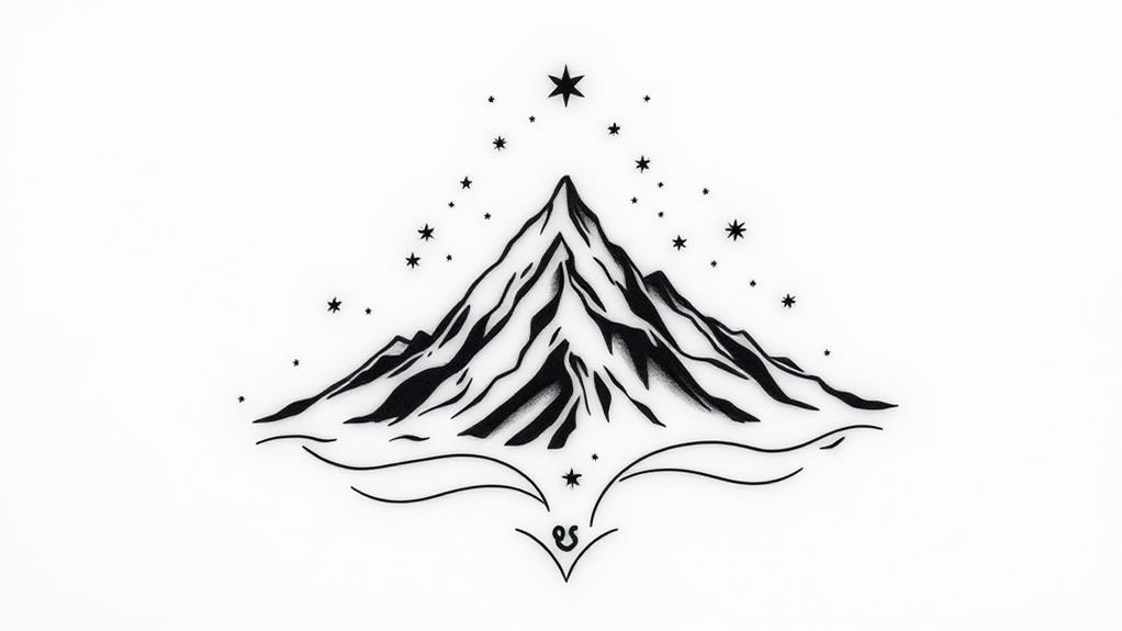 capricorn mountain tattoo design