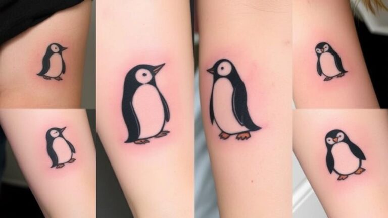 cool adorable penguin tattoos