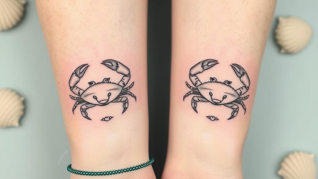 crab tattoo pair design