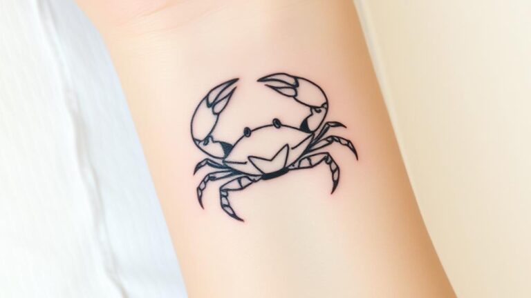 crab themed minimalist tattoo designs