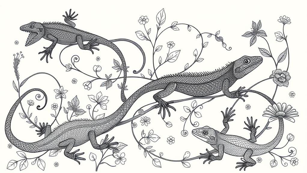 creative lizard line illustration