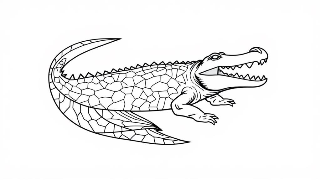 crocodile line art tattoo