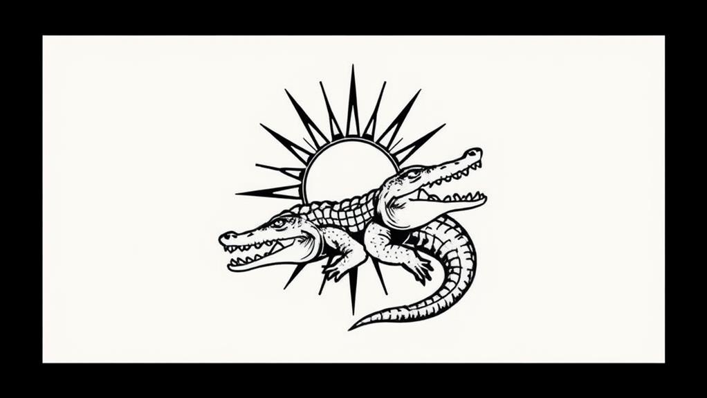 crocodile sun design element