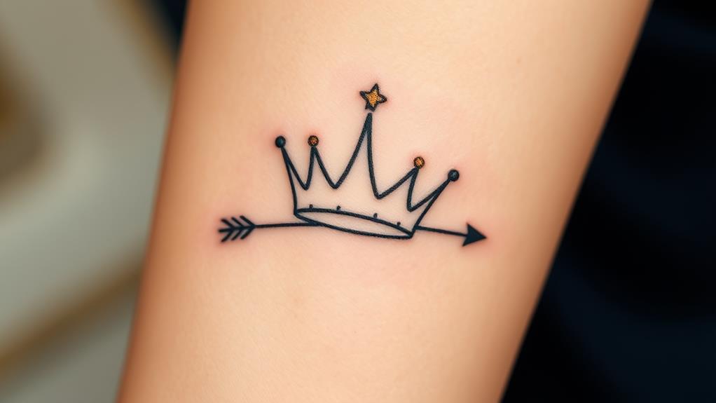 crown arrow tattoo design