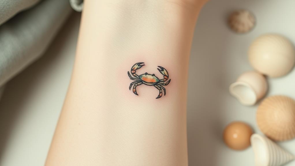 delicate crab ink designs