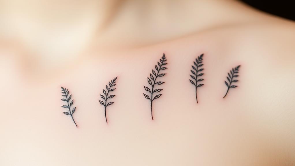 delicate fern outline tattoos