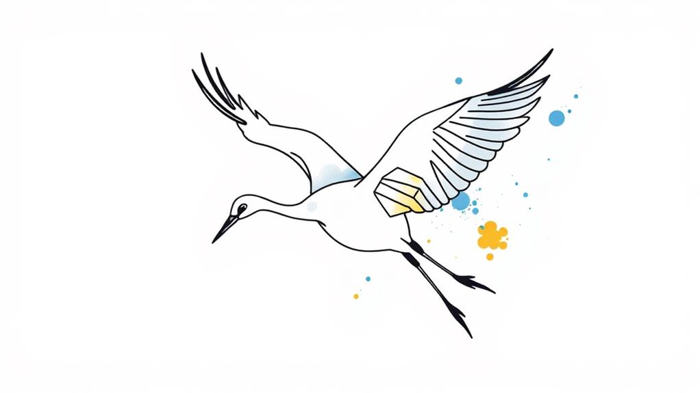 elegant crane ink design