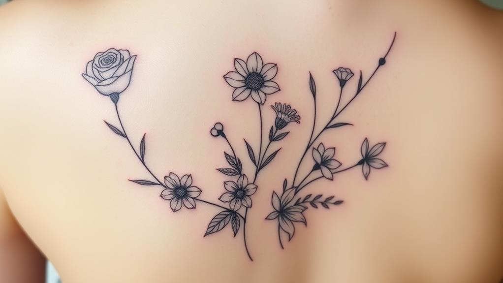 elegant minimal flower tattoos