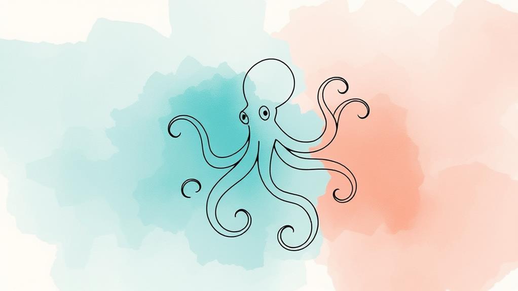 elegant octopus line drawing