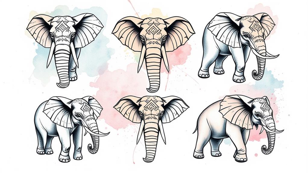 elephant inspired abstract tattoo designs