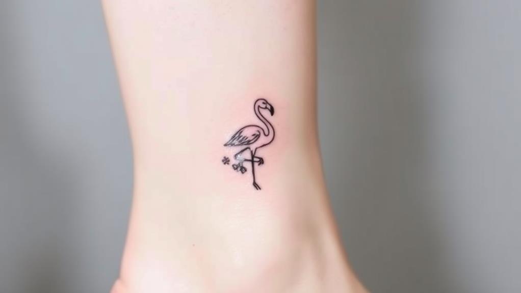 flamingo tattoo on ankle