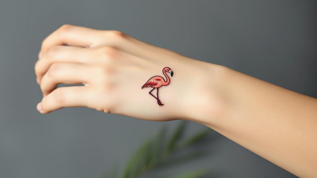 flamingo tattoo on wrist