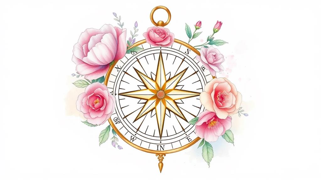 floral accented compass design