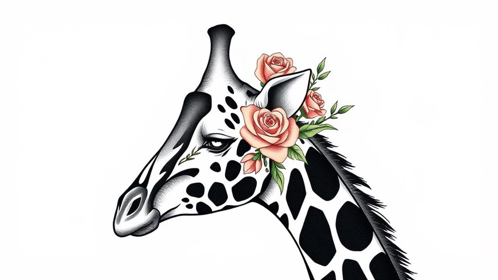 floral accented giraffe design