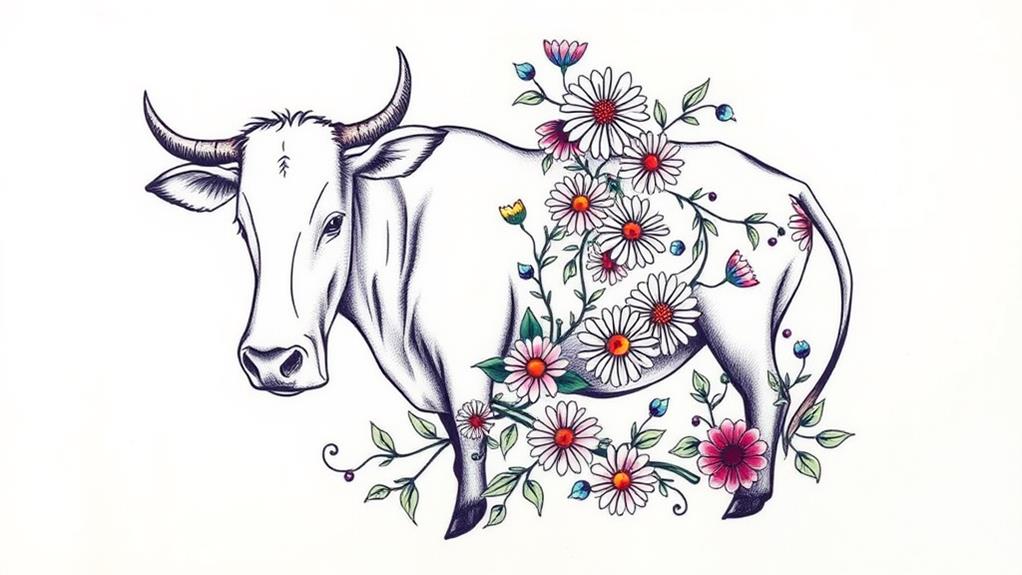 floral adorned cattle imagery