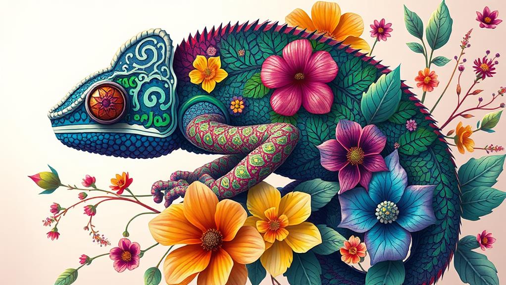 floral element chameleons design