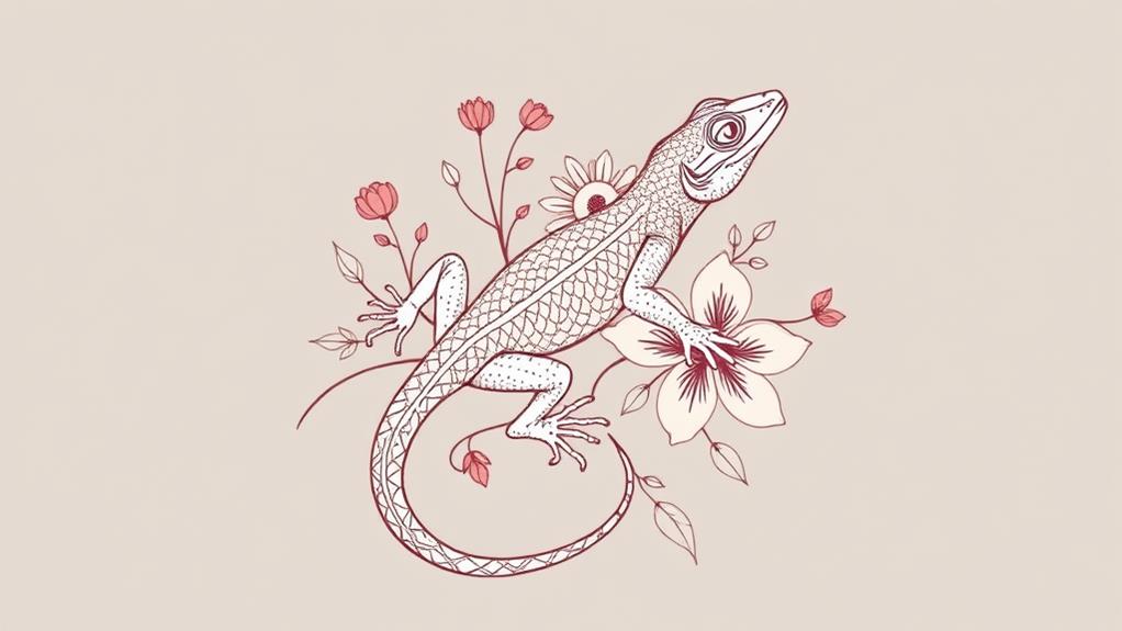 floral minimalist lizard design