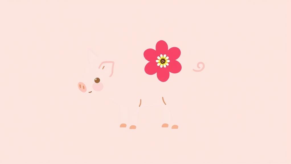 flower adorned minimalist pig