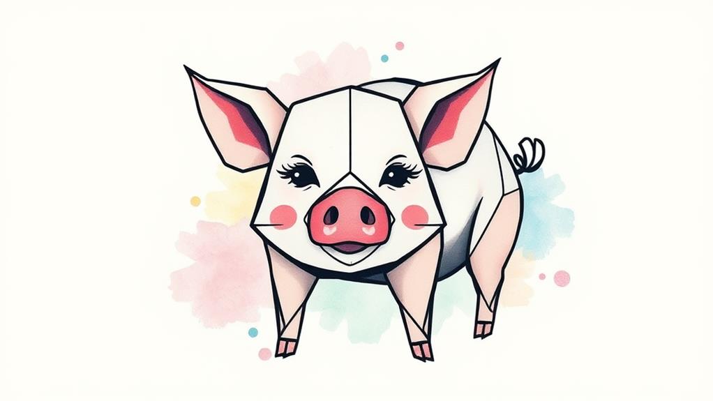 geometric design pig tattoo