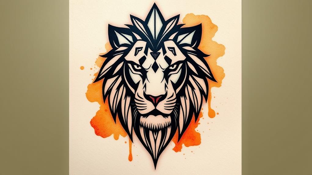 geometric lion tattoo design