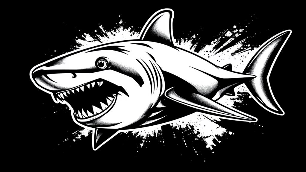 halftone shark illustration design