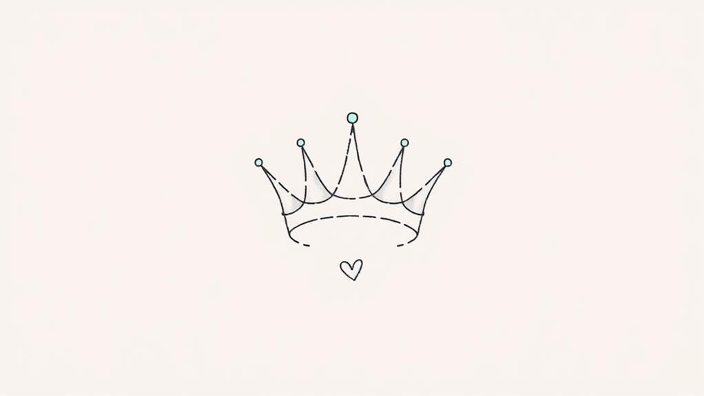 heart embellished minimalist crown