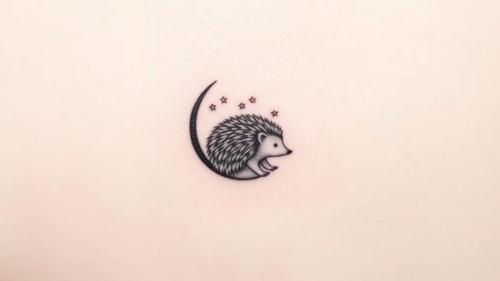 hedgehog moon tattoo design