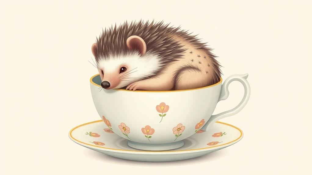 hedgehog nestled in cup