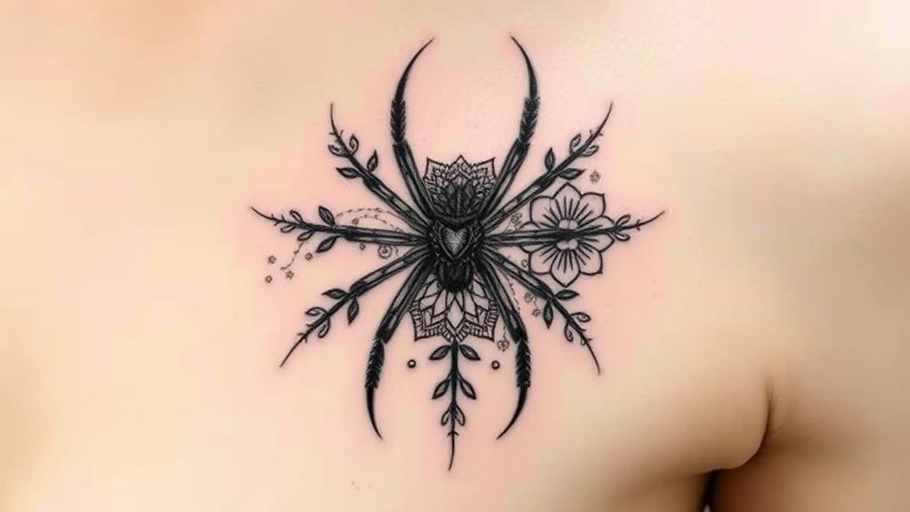 intricate arachnid body art