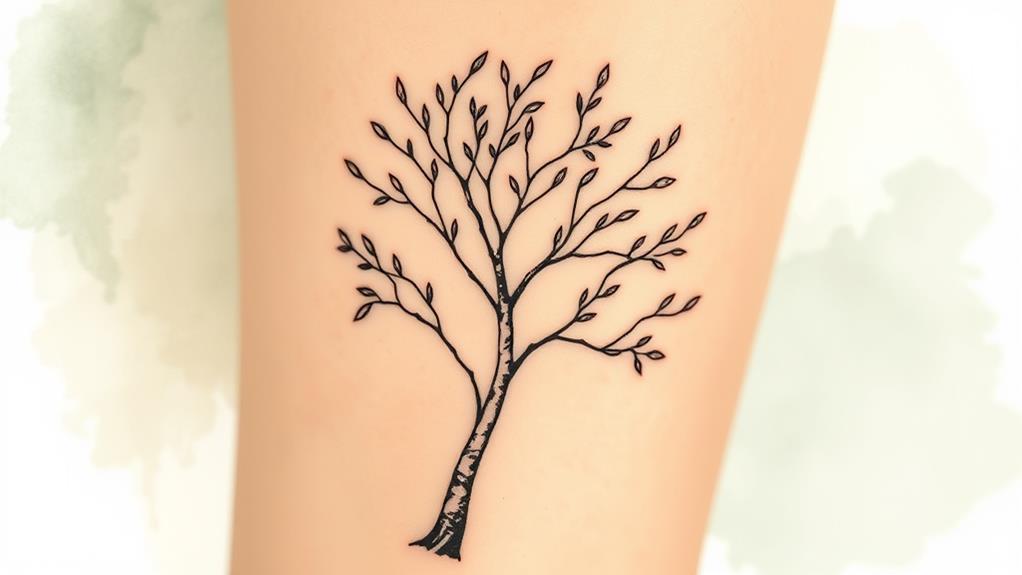 intricate birch tree silhouette