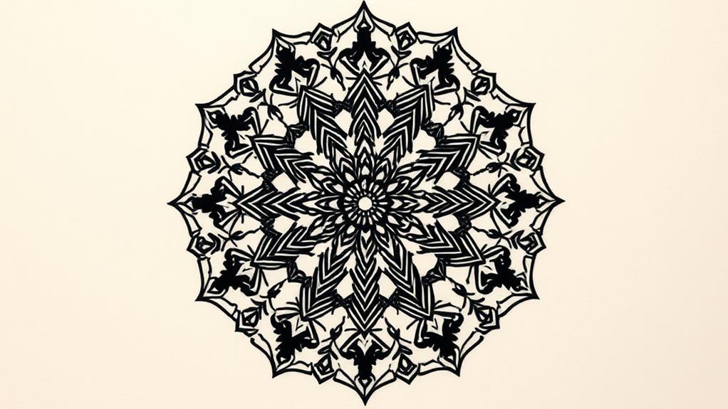 intricate black ink patterns