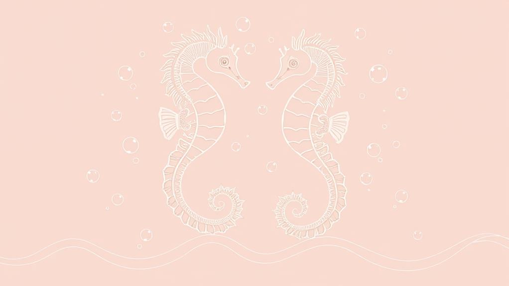 intricate seahorse line illustrations