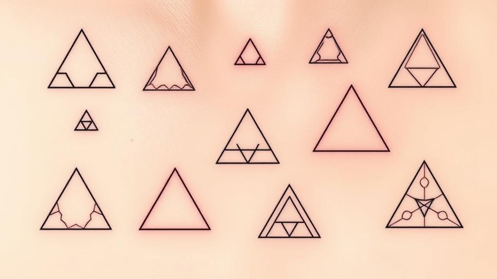 line designed triangle tattoos