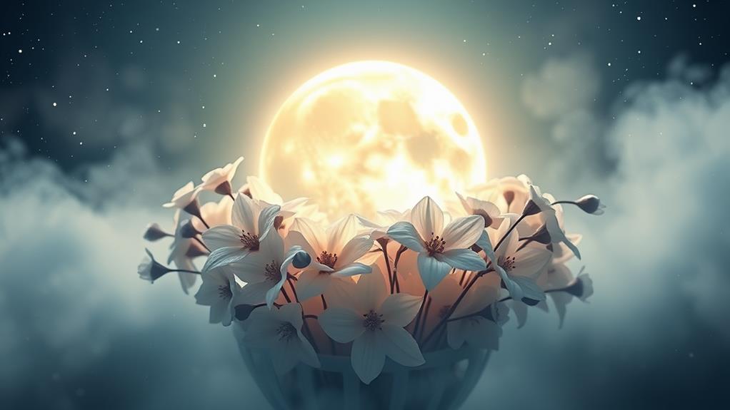 lunar floral nightscape beauty