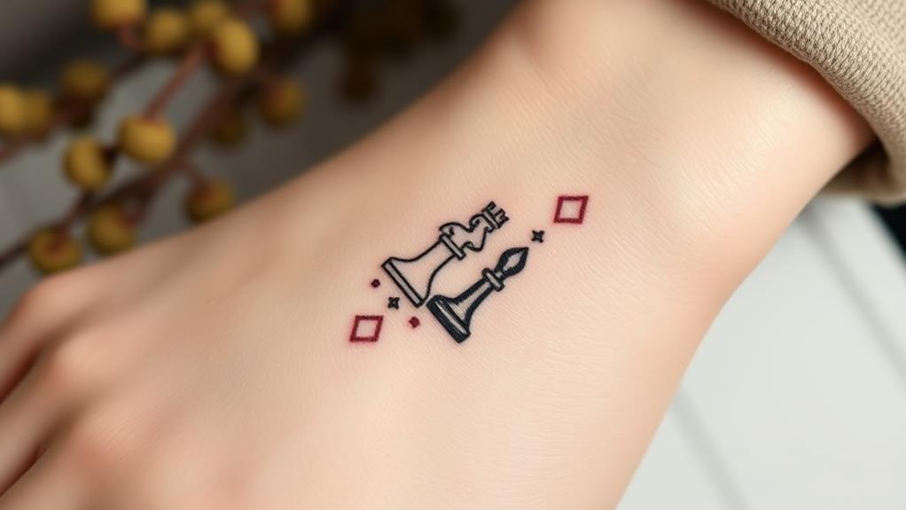 miniature chess piece tattoos