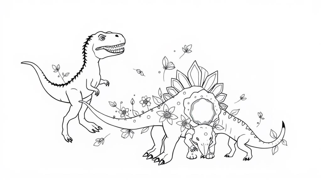 miniature dinosaur outline drawing