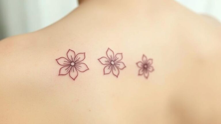 minimal flower petal tattoos